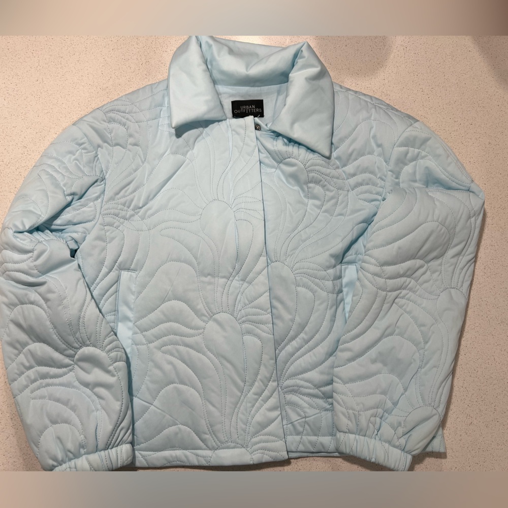 New without tags Urban Outfitters UO Sasha Quilted Bomber Jacket Coat Light blue